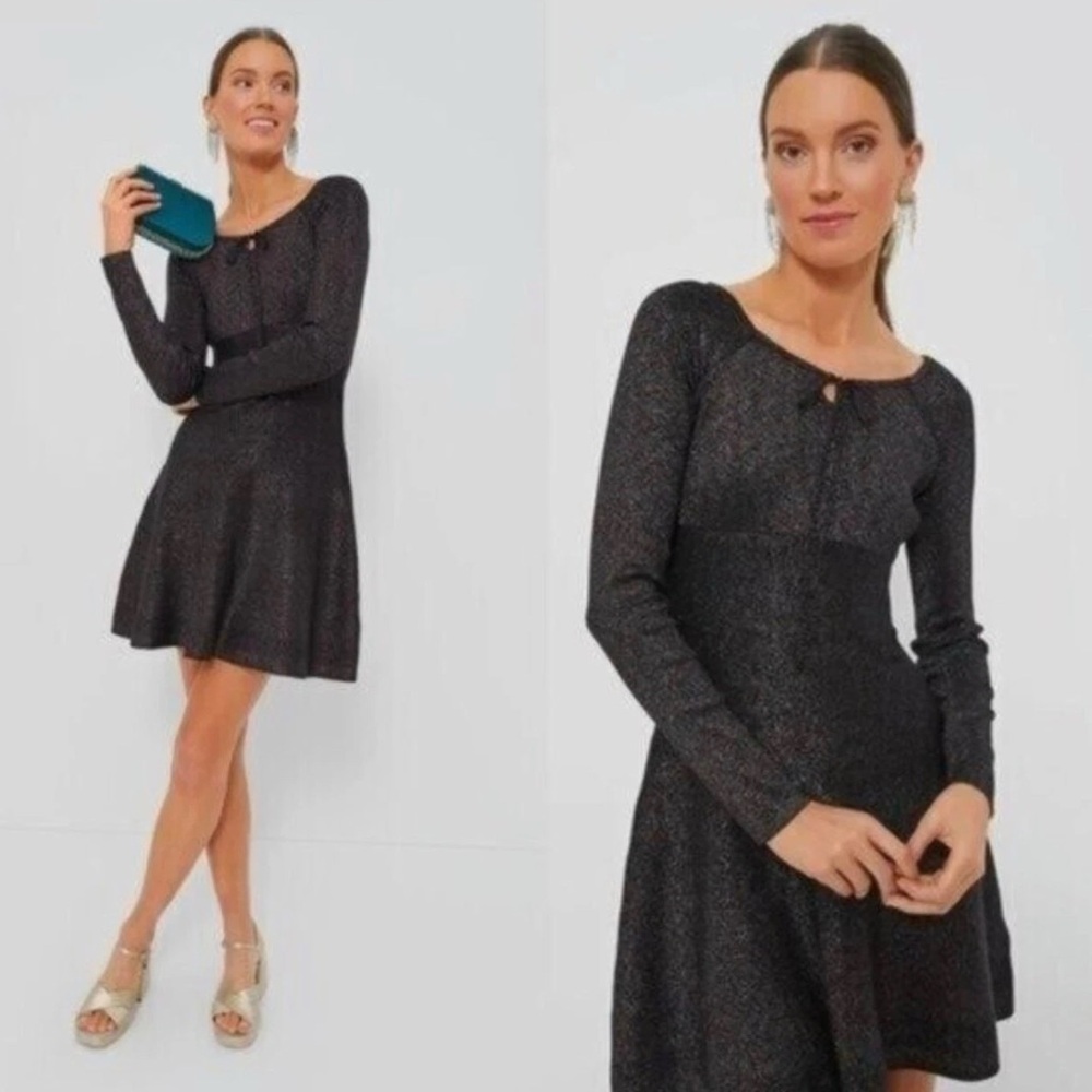 Tuckernuck Hyacinth House Black Shimmer Selena‎ Knit Mini Dress Large NWT